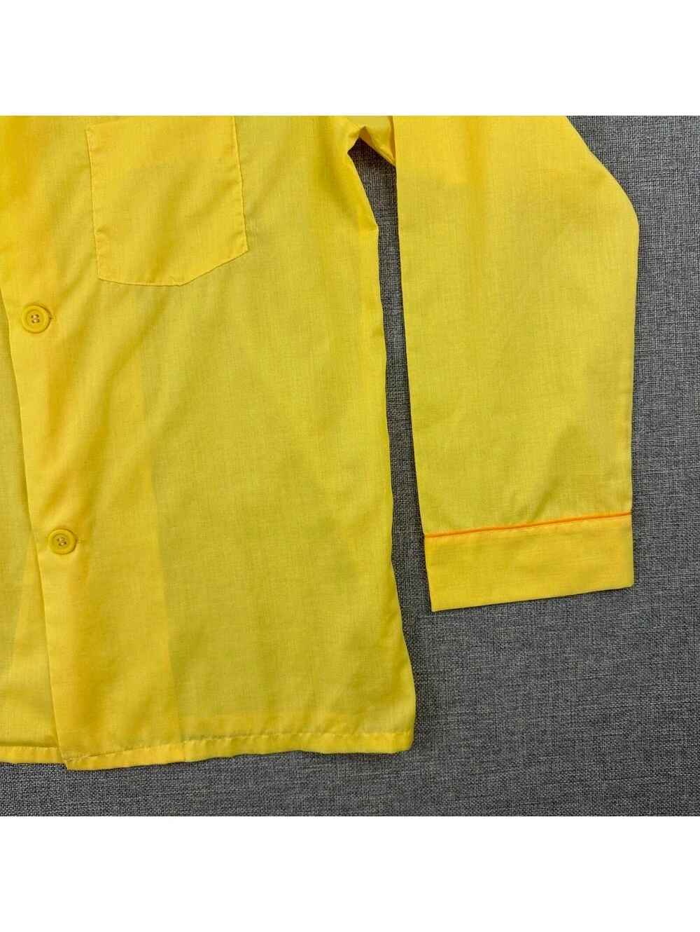 Vintage 70s Sears The Men’s Store Perma Prest Yellow Pajama Shirt Size S 34/36